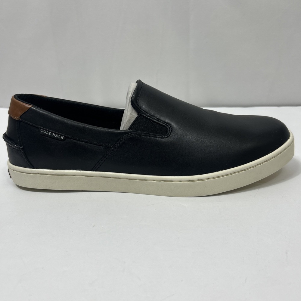 Cole Haan Shoes Mens 12M Black Leather Slip On Casual Sneakers Comfort Walking